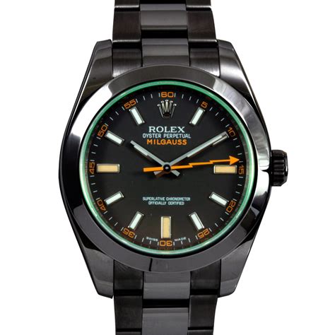 rolex milgauss black dial green crystal|rolex milgauss dark knight price.